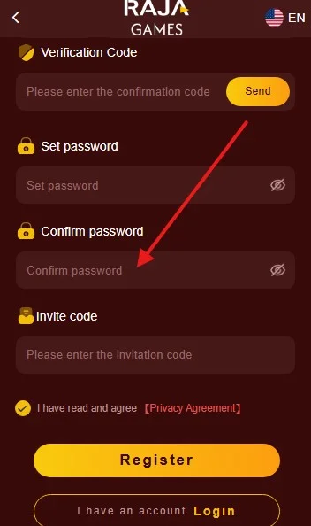  Enter the password again to confirm it